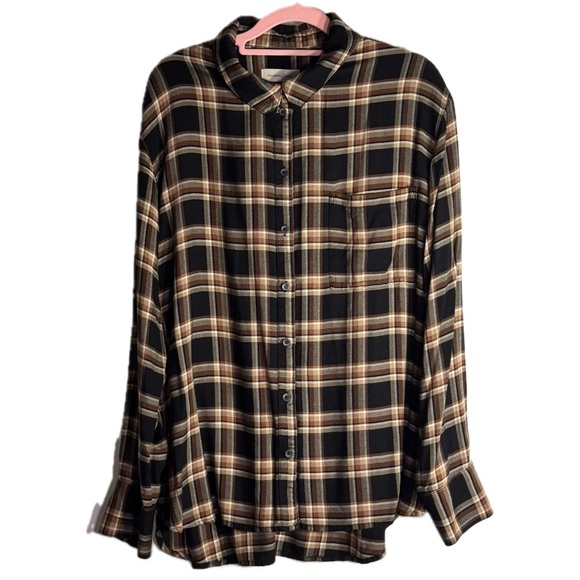 Treasure & Bond Tops - Treasure & Bond Boyfriend Flannel Plaid Button-Up Shirt